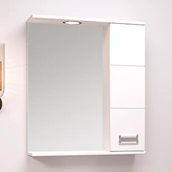 Зеркало Emmy Монтана 60 R со светодиодной подсветкой с полкой со шкафчиком 60 см с розеткой белое