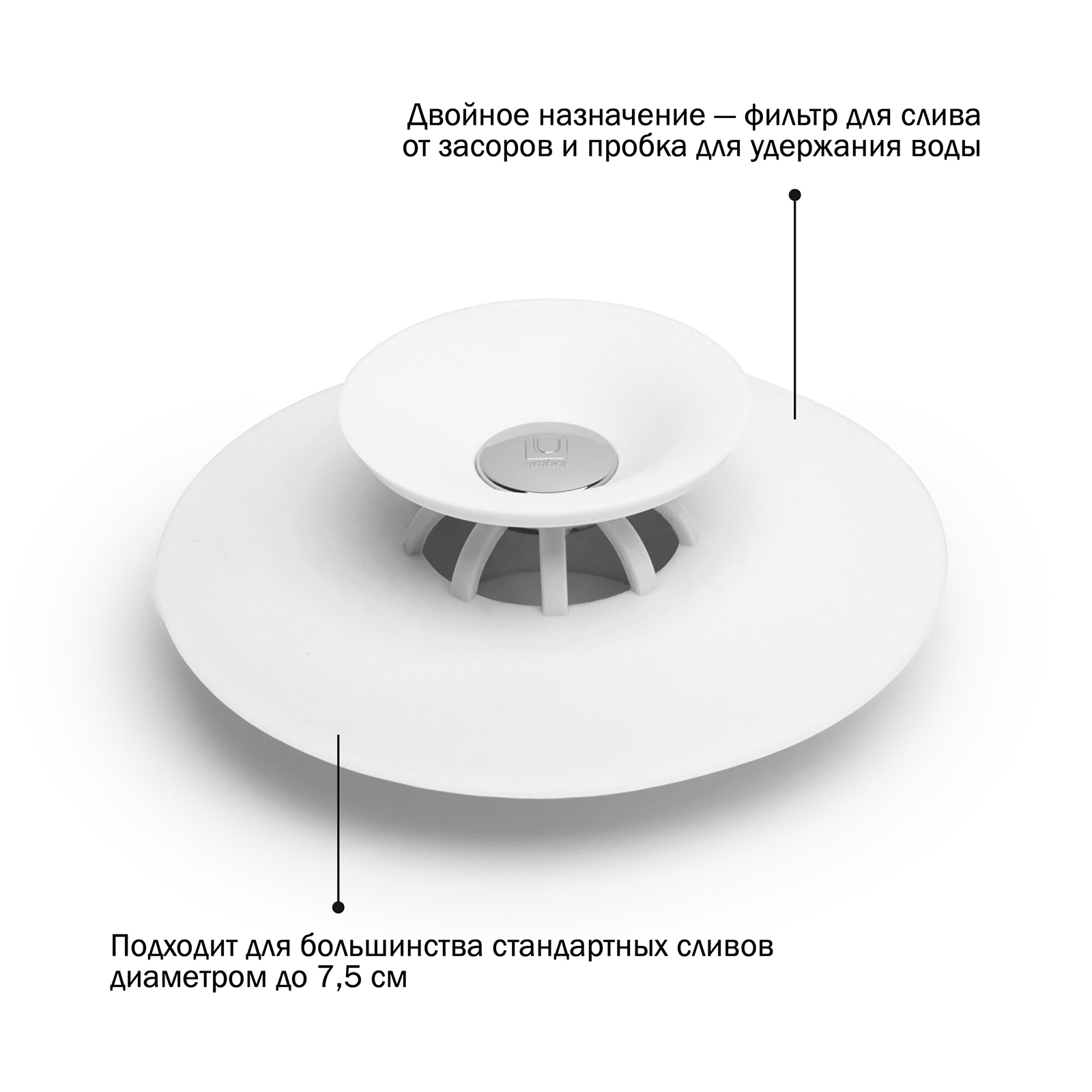 Фильтр-заглушка для слива Umbra Flex, черная — фото 1