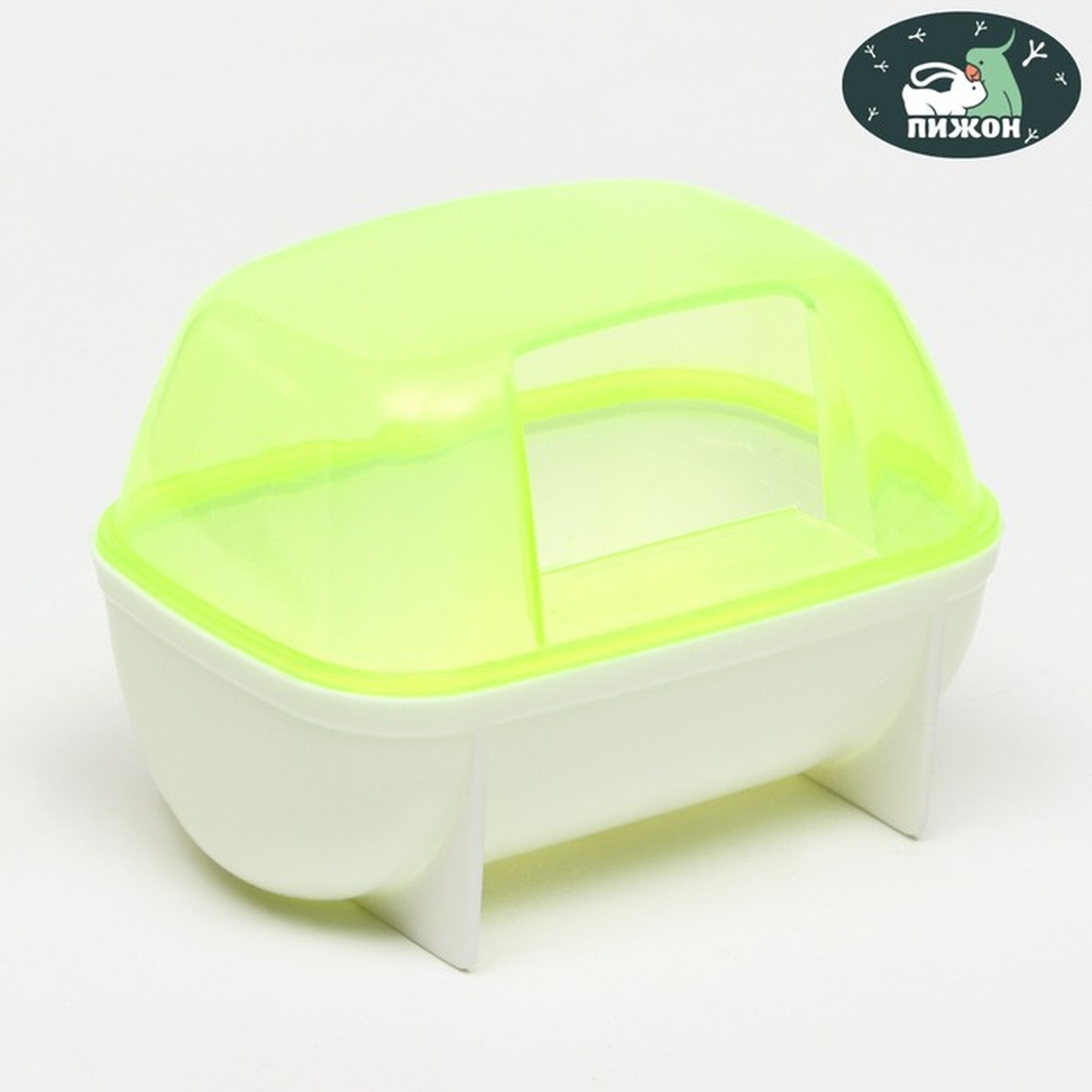 Туалет-домик Пижон для грызунов угловой пластик желтый 10x7x68 см