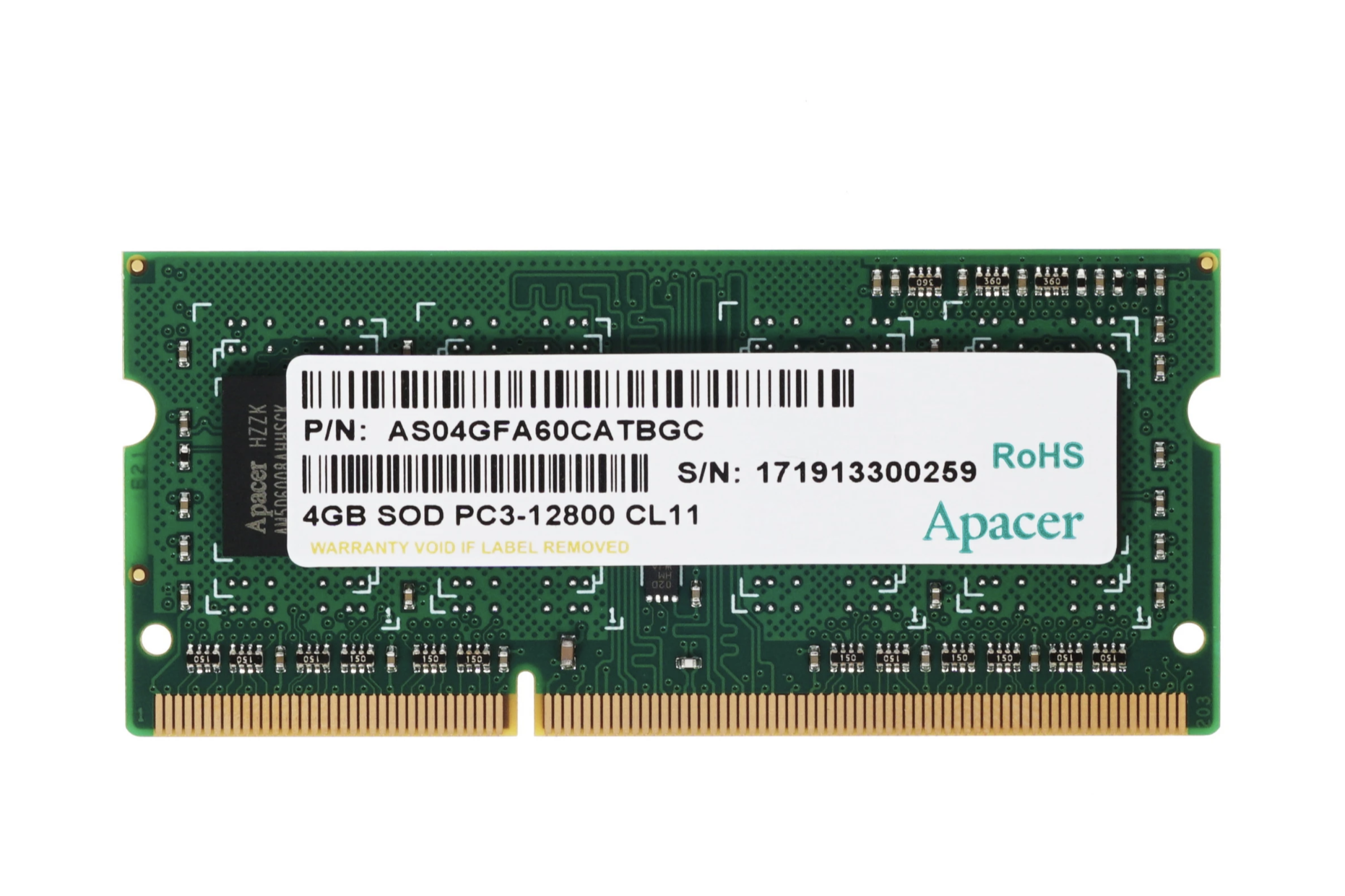 Модуль памяти APACER SODIMM DDR3-1600 4GB 1600 МГц DS.04G2K. KAM