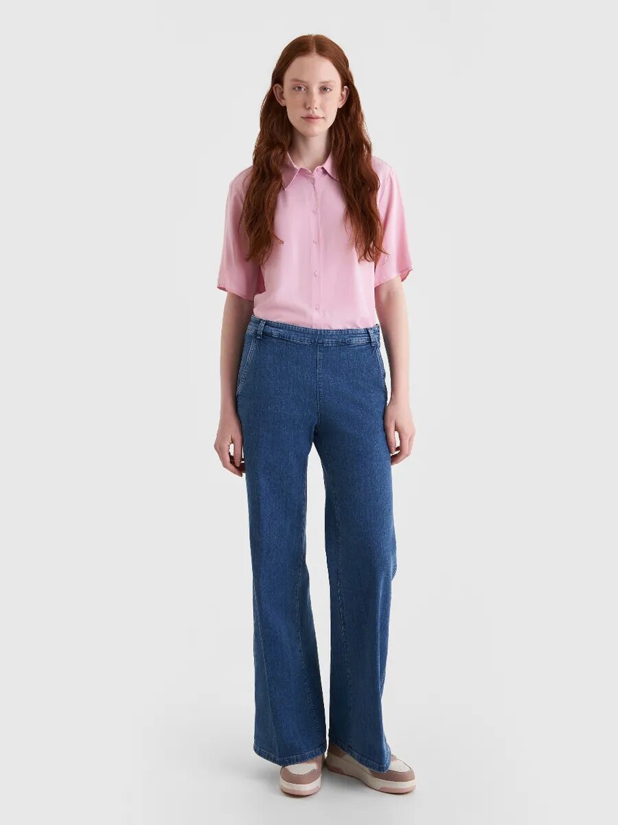 Джинсы широкие UNITED COLORS OF BENETTON, размер 40, cиний