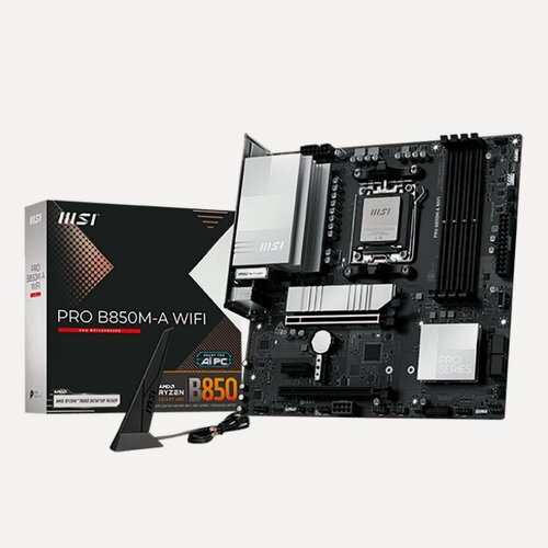 Изображение товара Материнская плата MSI PRO B850M-A WIFI, AM5, AMD B850, Micro-ATX, RTL (PRO B850M-A WIFI)