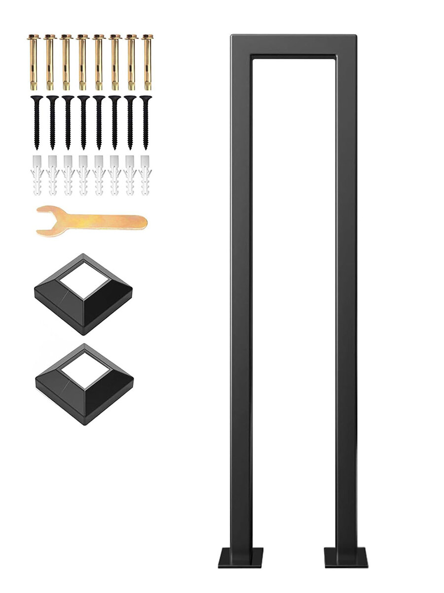 Перила для лестницы напольный поручень уличное лестничное ограждение с крепёжом чёрная стальная труба