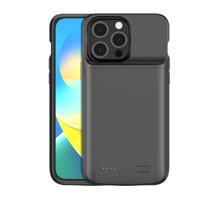 Чехол-бампер со встроенной усиленной мощной батареей-аккумулятором большой повышенной расширенной ёмкости 5000mAh для IPHONE 14 Pro MAX черный + га.
