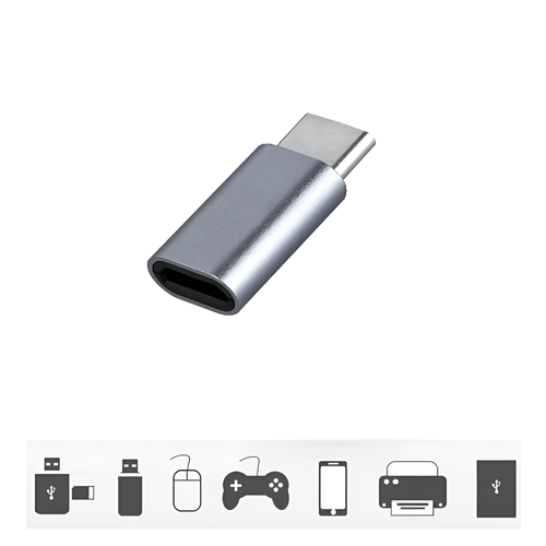 Переходник Lightning на Type-C G-06 серый / Адаптер переходник Lightning 8 pin гнездо Female (F)