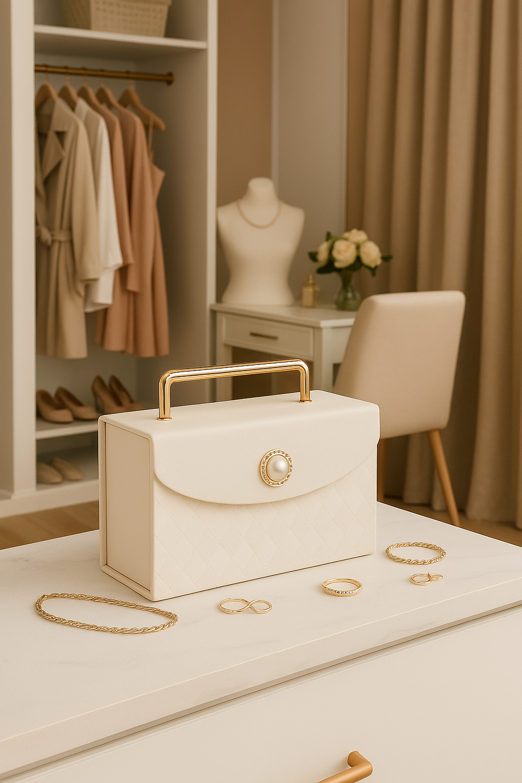 Шкатулка для украшений, подарков "Ромбы" размер 7×16.5×10.5 см, цвет белый