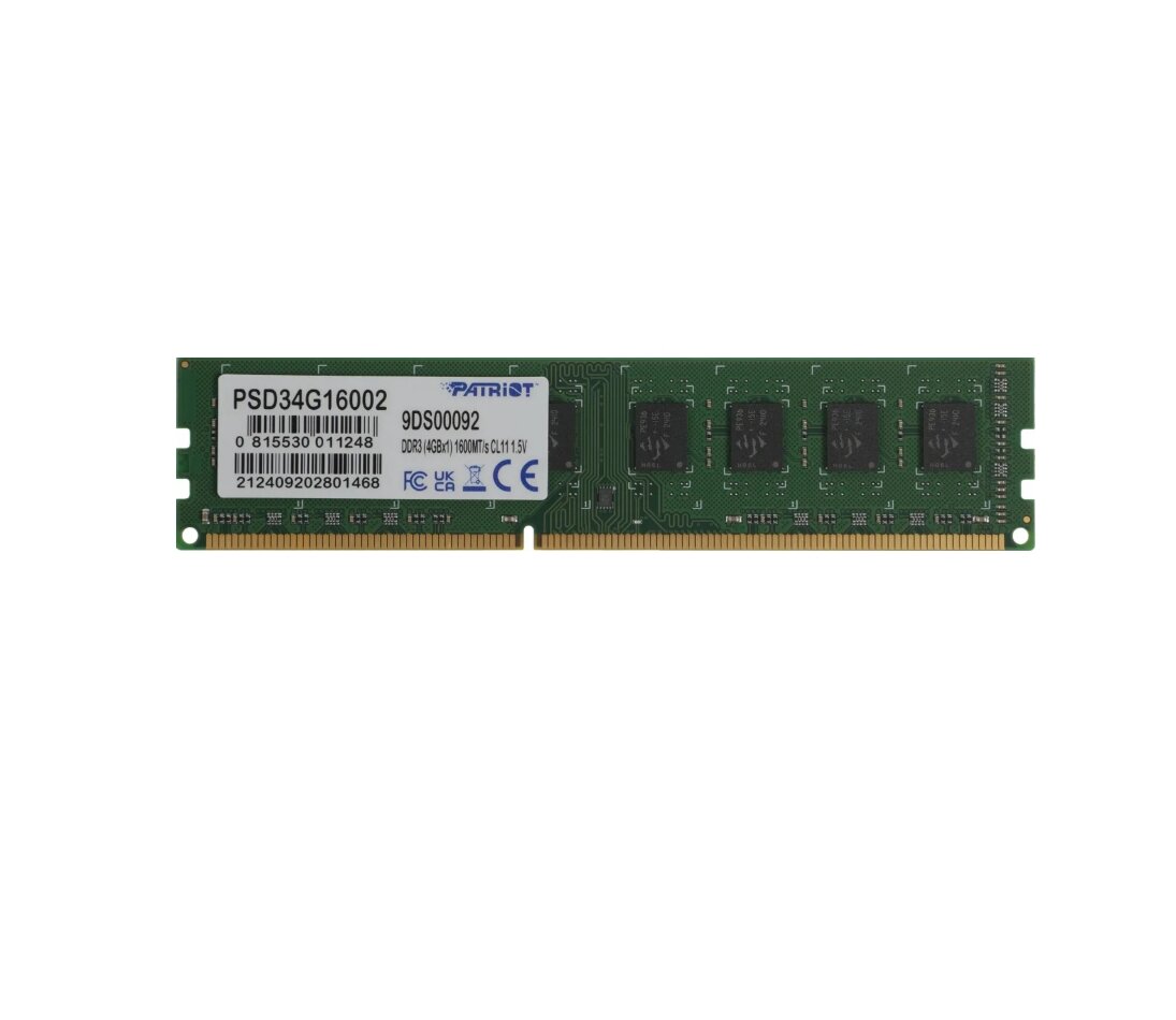 Оперативная память Patriot Memory SL 4 ГБ DDR3 1600 МГц DIMM CL11 PSD34G16002
