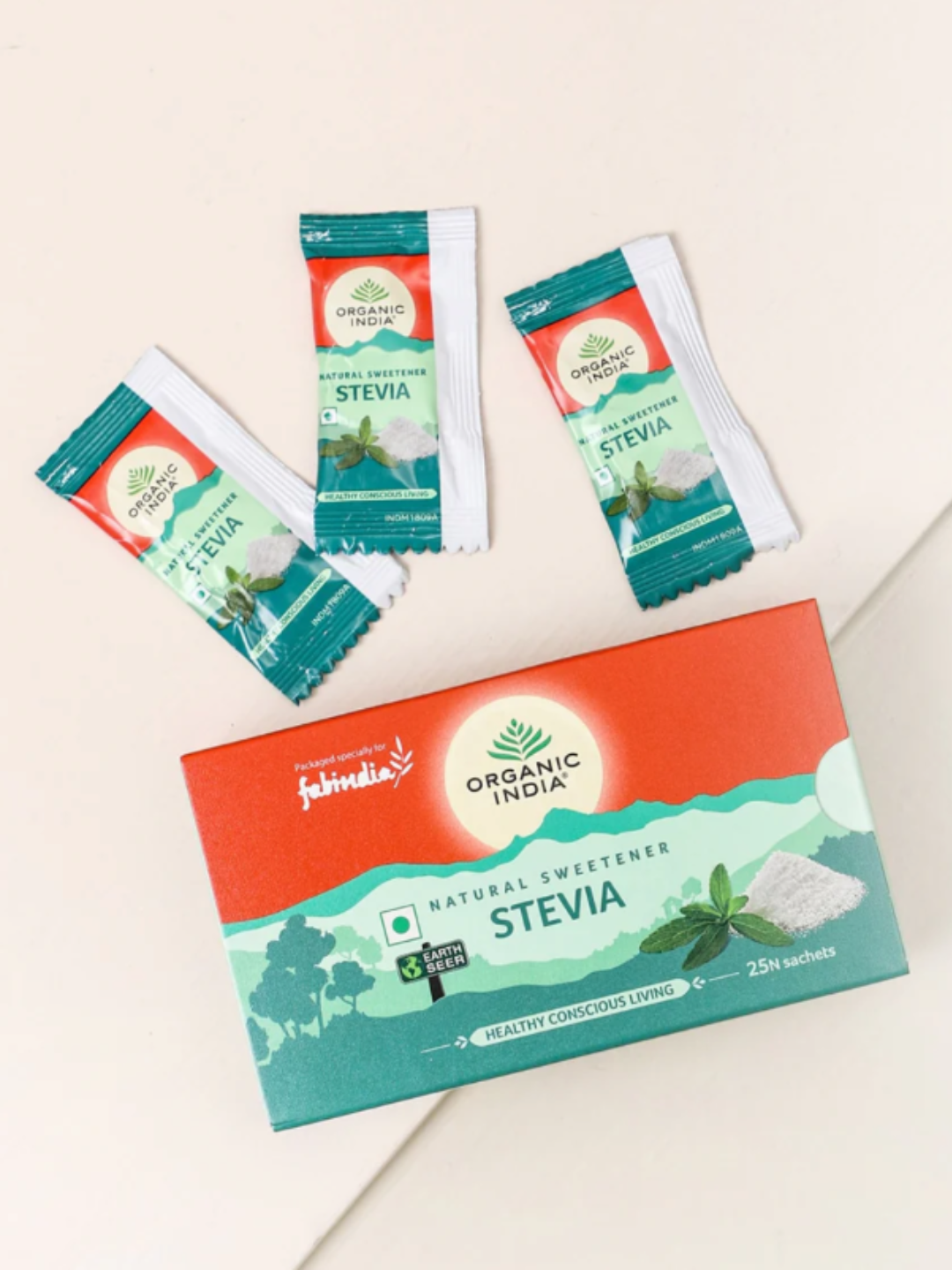 Природный сахарозаменитель, Стевиа, Organic India, Stevia с нулевой калорийностью, 25 пакетиков
