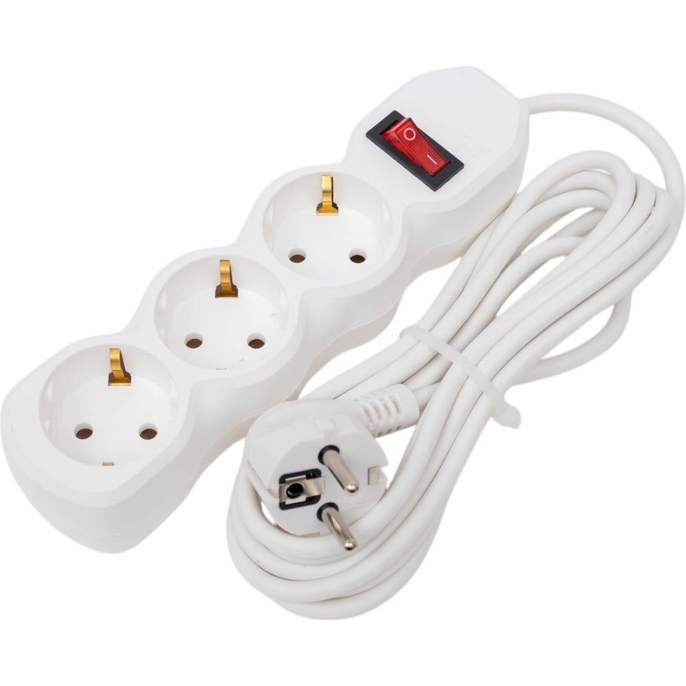 Удлинитель 3х3м с заземл. 10А IP20 ПВС 3х0.75 с выкл. Космос YKsm3m-3g-Z-V(10A)P