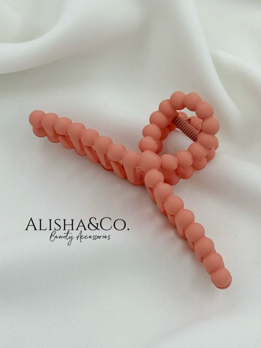 Крабик для волос большой Soft touch Bubbles коралловый