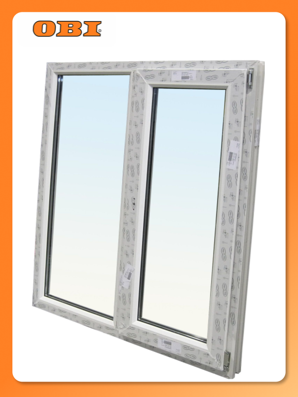 Окно ПВХ двухстворчатое 1160x1000 мм глухое/поворотно-откидное правое