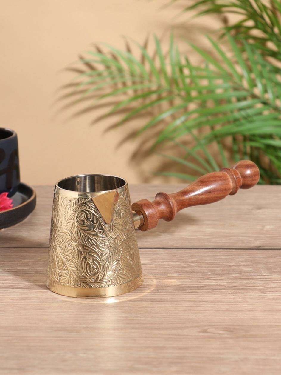 Турка Сима-ленд «Золотые узоры», латунь, деревянная ручка, 250 мл