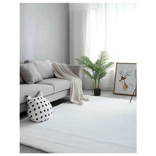 фото Коврик natali's carpets имитация меха кролика, белый прикроватный 120х180 см