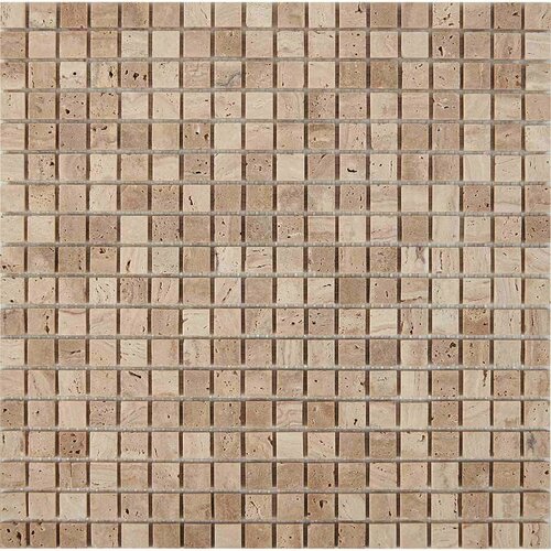 Мозаика из травертина Travertine PIX259, чип 15х15 мм, сетка 305х305х4 мм. Мозаика продаётся кратно упаковкам! В одной упаковке 1,023 м2, Кол-во сеток в упаковке: 11 шт.