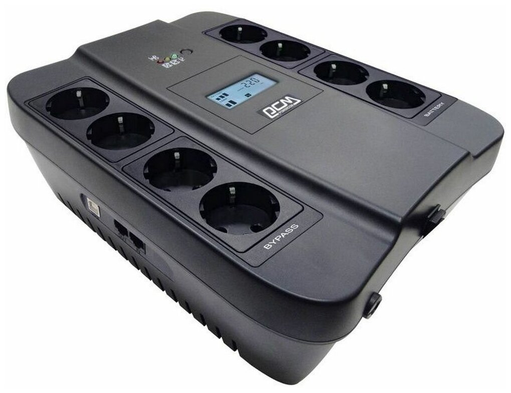 ИБП Powercom Spider SPD-900U 900ВА 540Вт 4+4xEURO USB RJ11/RJ45 LCD черный (SPD-900U)