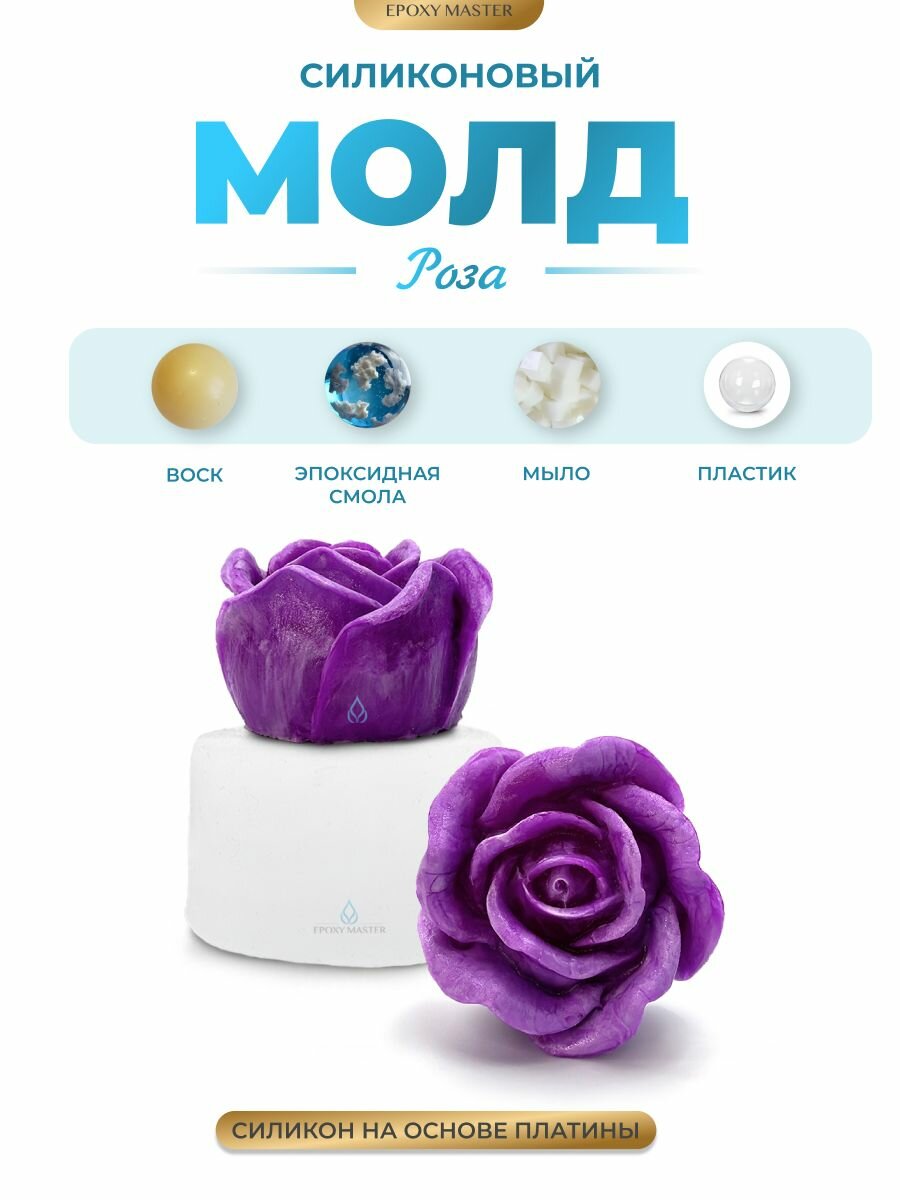 Силиконовый молд для гипса, мыла, эпоксидной смолы EPOXYMASTER Роза, d5,7см