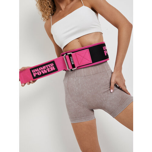 Пояс Unlimited Power на липучке, для тяжелой атлетики и пауэрлифтинга, розовый, размер M