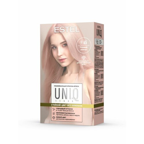 фото Estel ухаживающая краска-блеск для волос без аммиака uniq sense 9/65 блондин фиолетово-красный