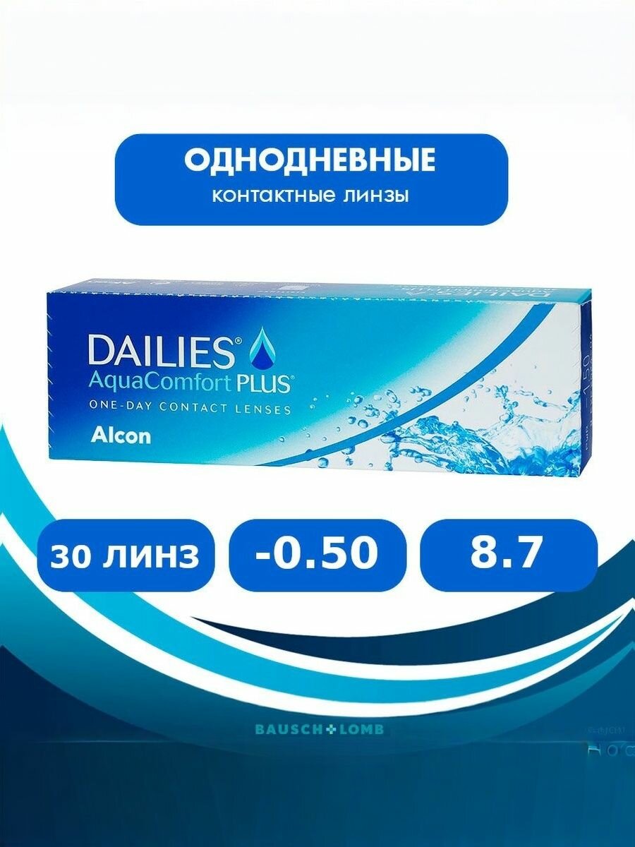 Alcon Dailies Aquacomfort Plus (30 линз), 8.7, -0,50