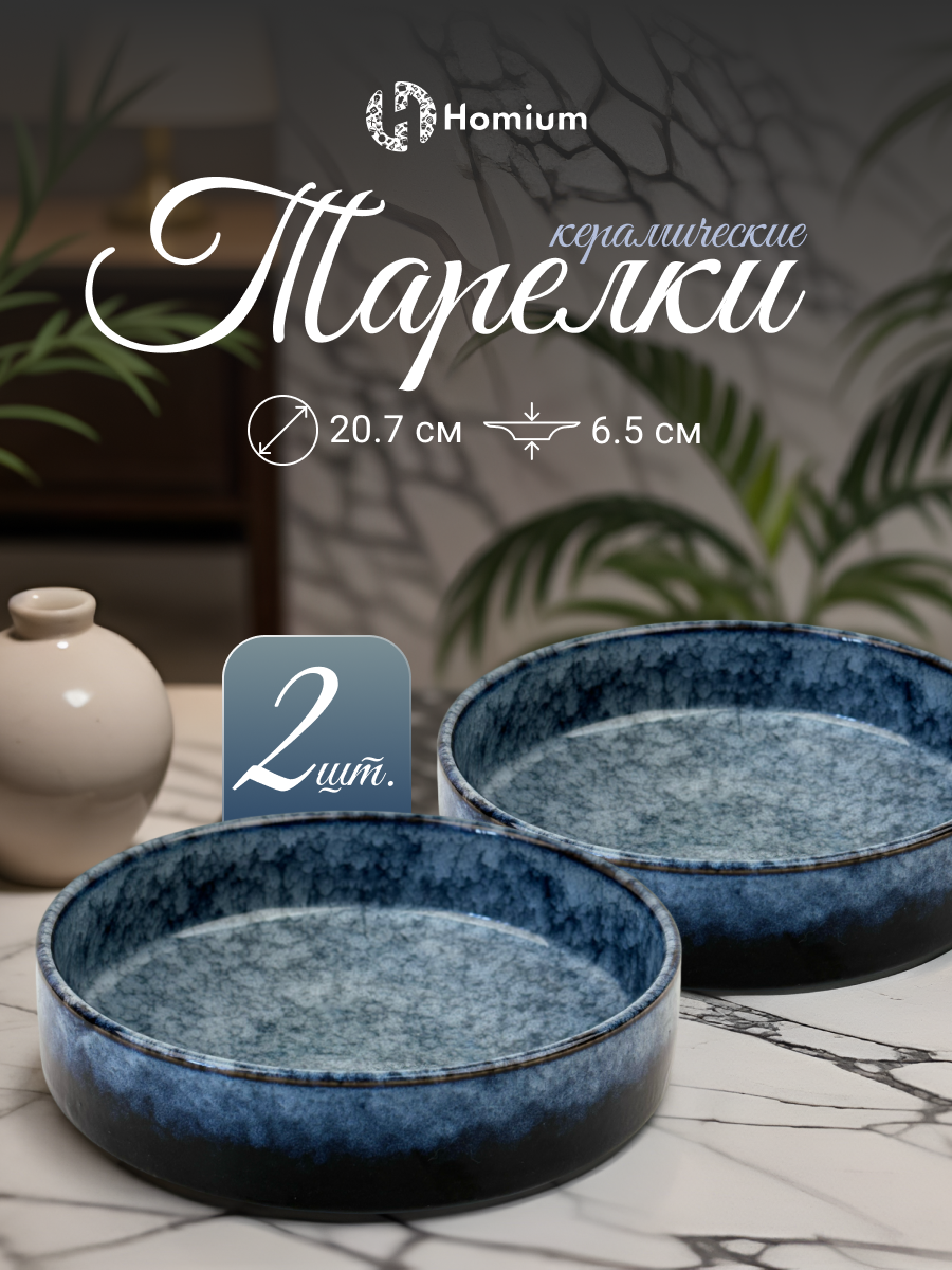 Набор обеденных тарелок для сервировки Homium Dream, 2шт, D20.7см, цвет микс/серый