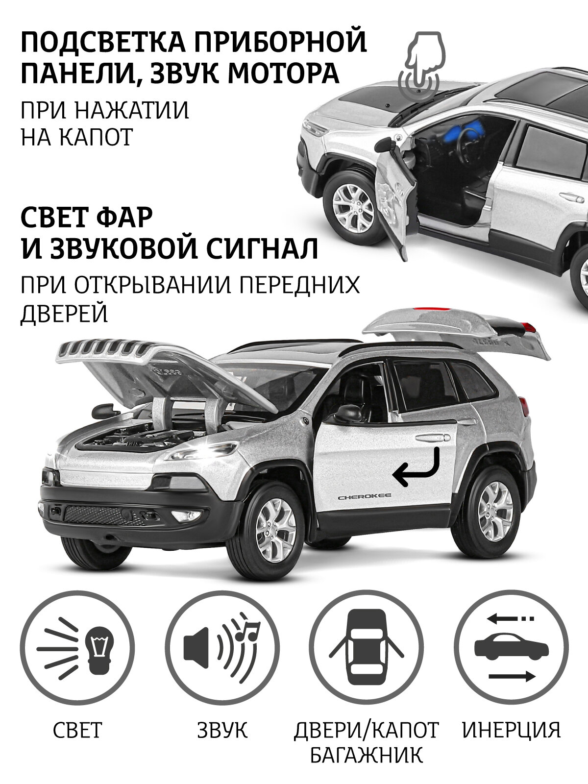 Внедорожник автопанорама Jeep Cherokee 1:32 — фото 1