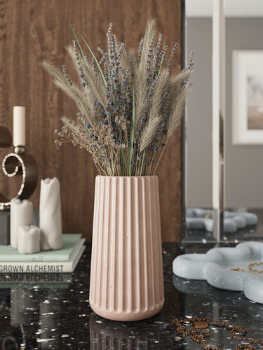Изображение товара Декоративная ваза для сухоцветов Chloe mini, 7,5х7,5х14 см, бетон, розовая глянцевая