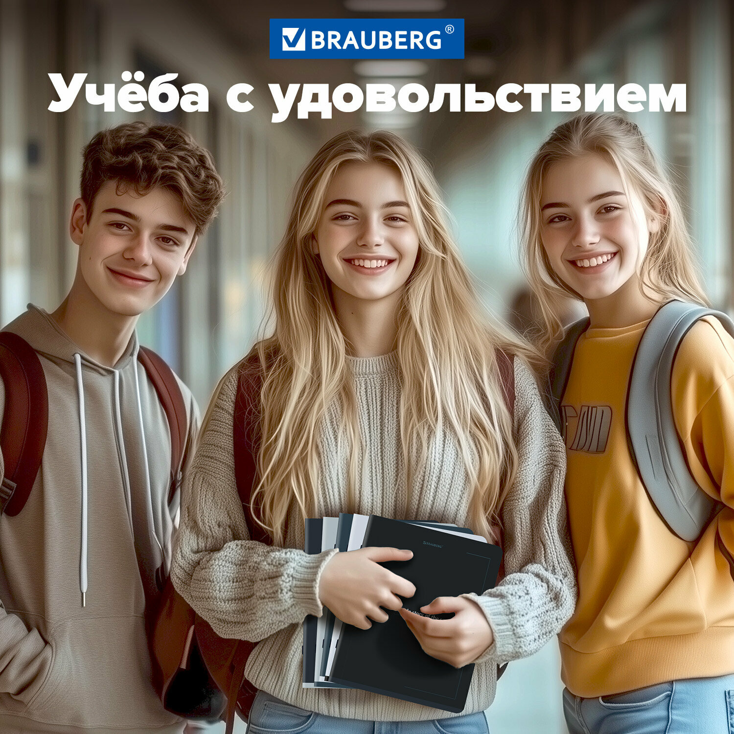 Тетрадь А5 в клетку 48 листов для записей в школу и офис, набор 5 штук, скоба, "Vintage", обложка SoftTouch, Brauberg, 404909 — фото 1