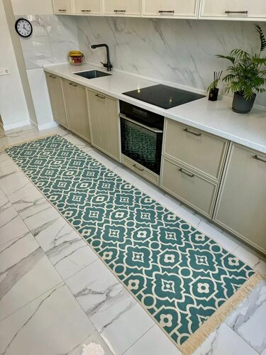 Изображение товара Ковровая дорожка 80х300 см Green Carpet, безворсовый хлопковый ковер на кухню, Турция