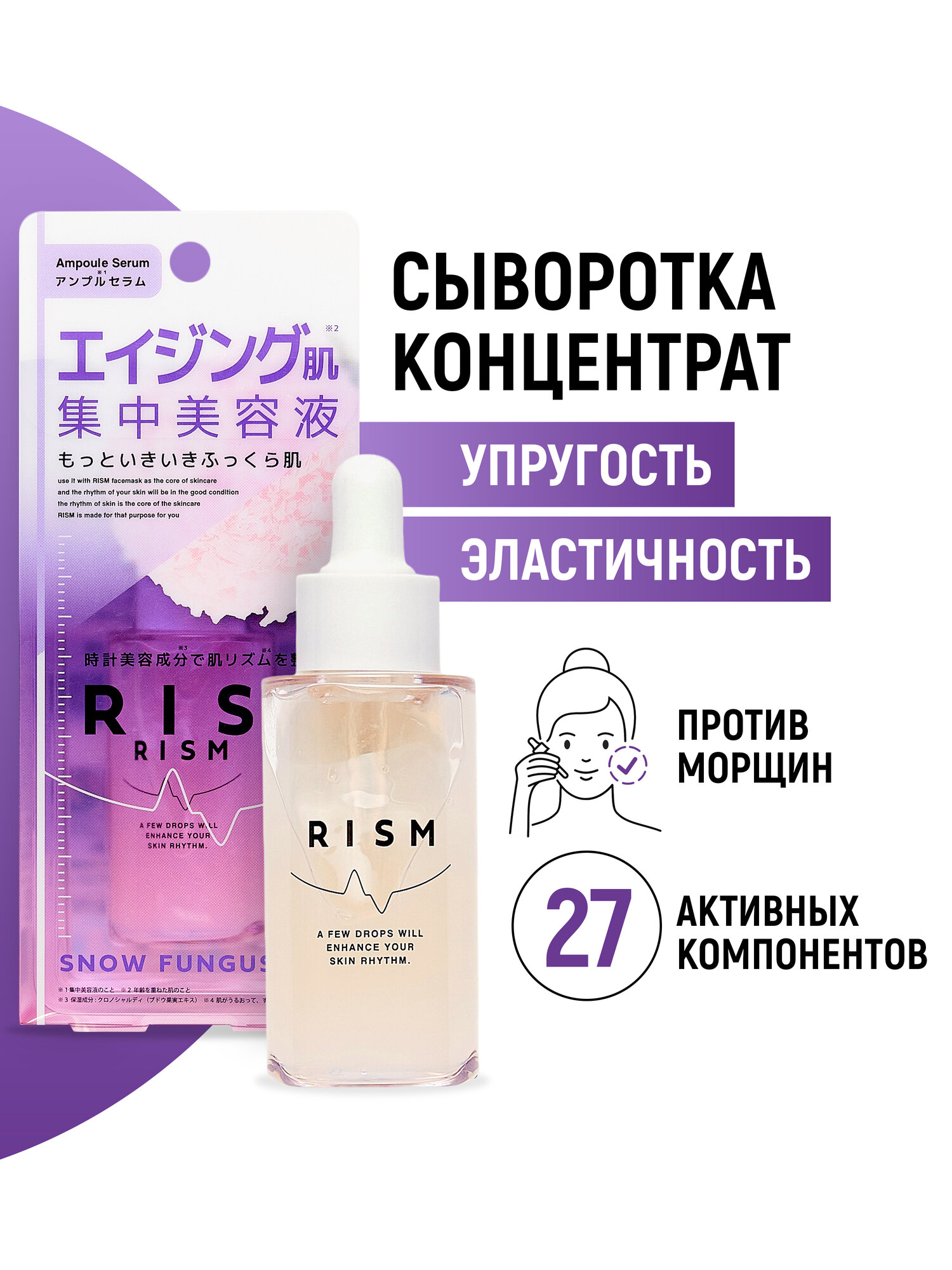 RISM Сыворотка - концентрат для лица / Повышение упругости / Антивозрастной уход, от морщин, для сухой и зрелой кожи - 30 мл