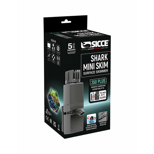 Поверхностный скиммер "Shark Mini Skim 350 Plus" 350л/час. (для стекол толщиной до 12 мм.) SICCE