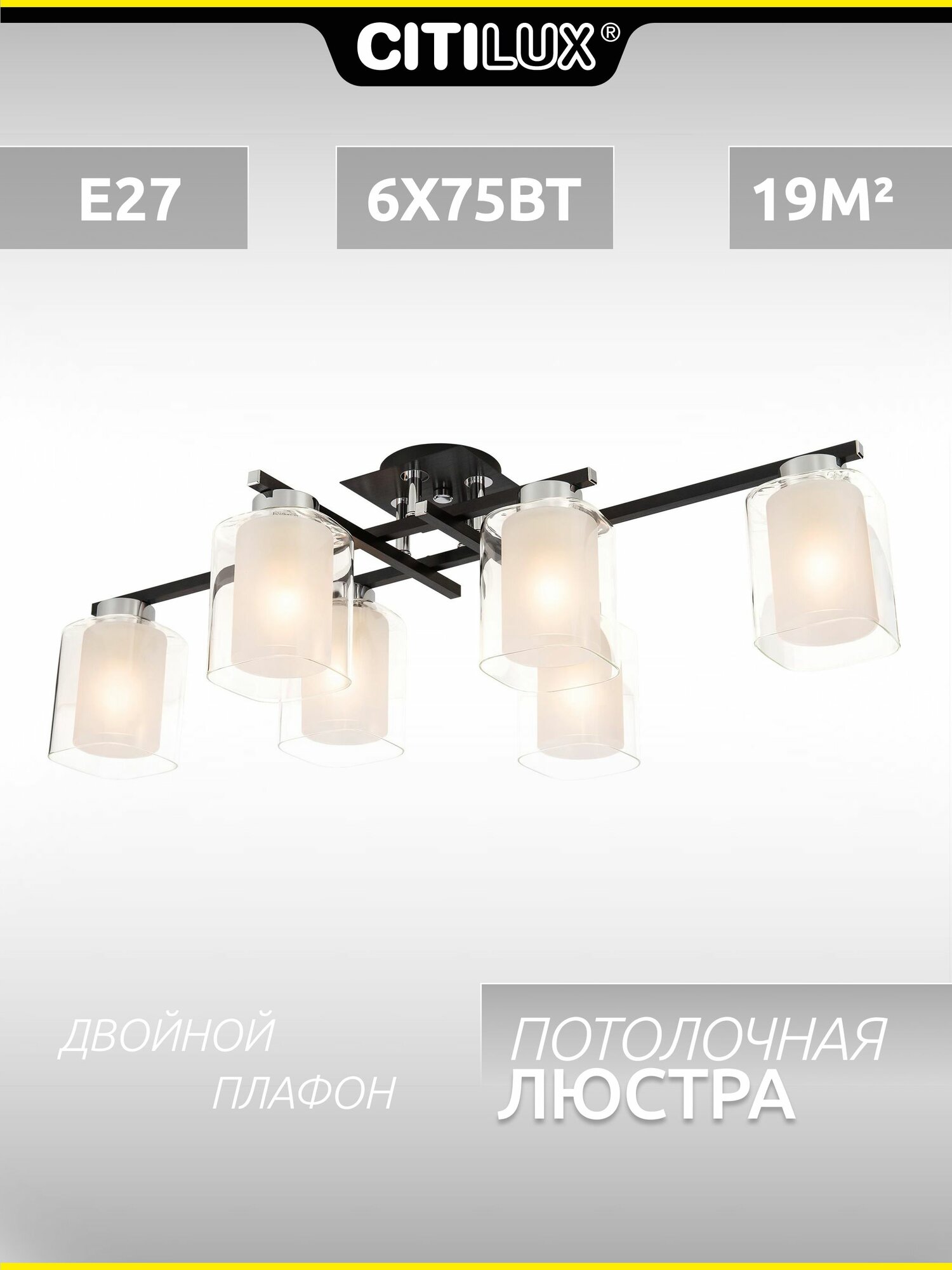 Потолочная люстра Citilux Диез CL111161 6 плафонов металл/стекло Е27 современный стиль
