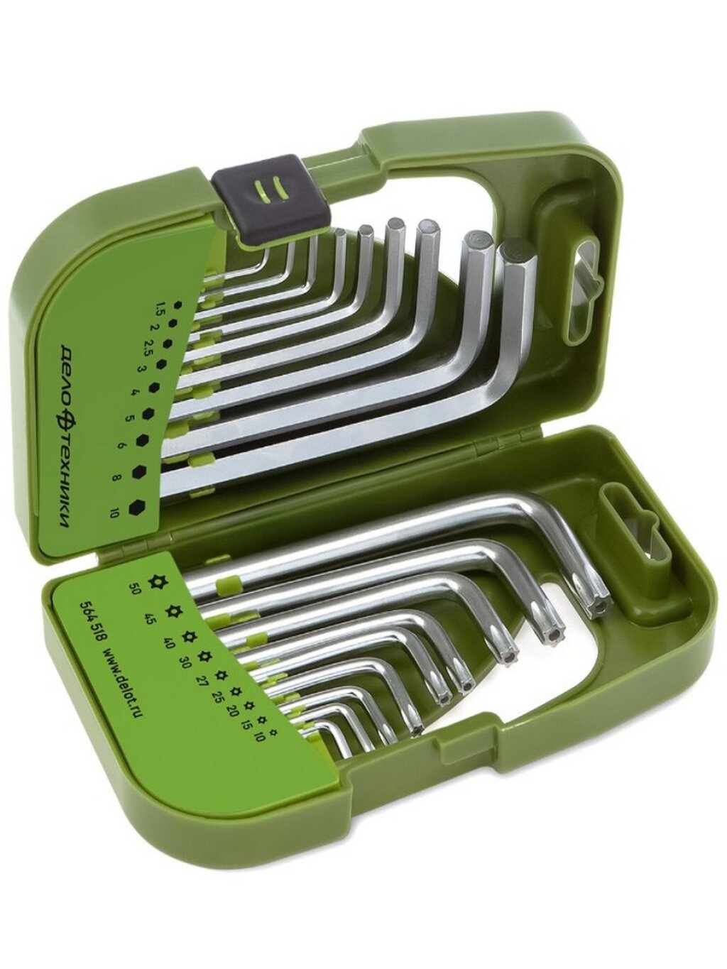 Набор ключей TORX ( 18 предметов) "Дело Техники" (шестигранные, короткие, с отверстием)