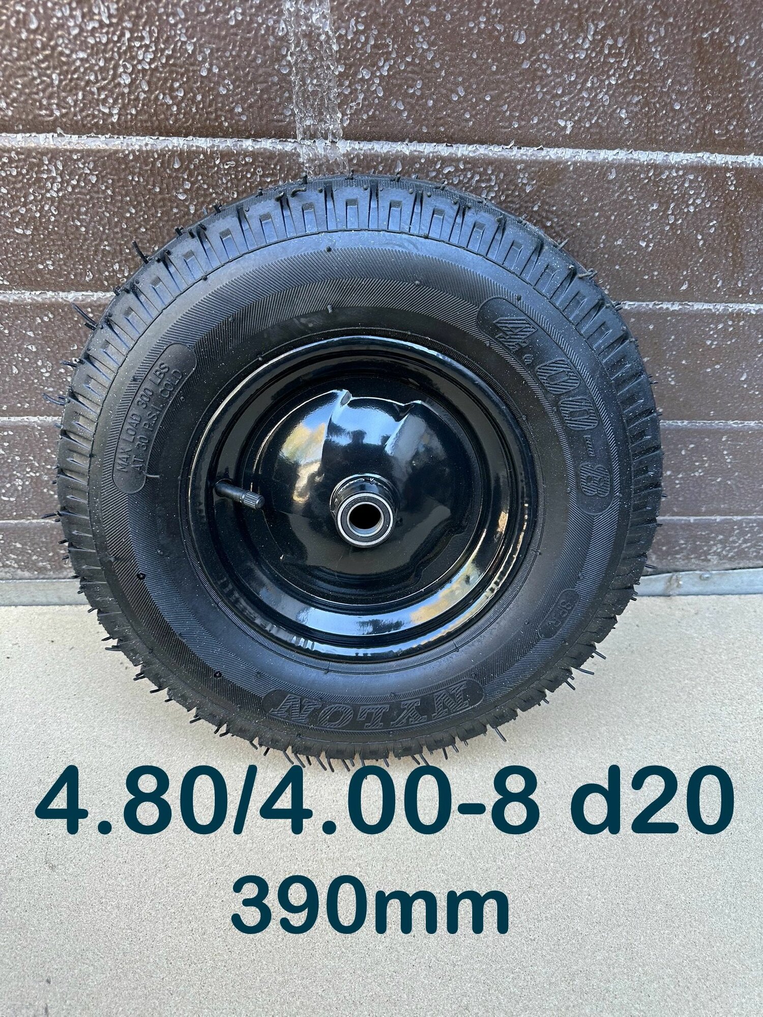 Колесо для строительной тачки усиленное с камерой NORD NYLON BIG 4.80-8/4.00-8 подшипник с осью d20мм ширина ступицы 90мм (Полноразмерное диаметр колеса 400мм)
