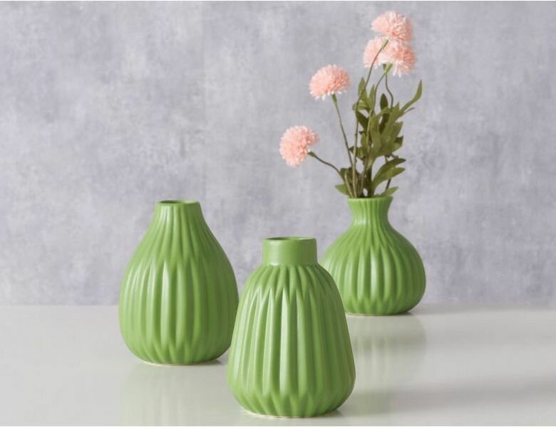 Набор декоративных ваз альбарико керамика зелёный 10-12 см 3 шт Boltze 2057017-набор