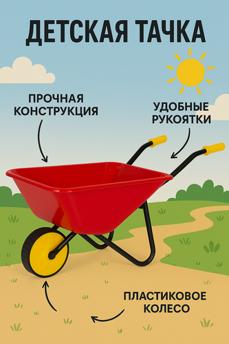 Изображение товара Тележка садовая детская Совтехстром, от 3 лет, пластик, красный, Сима-ленд
