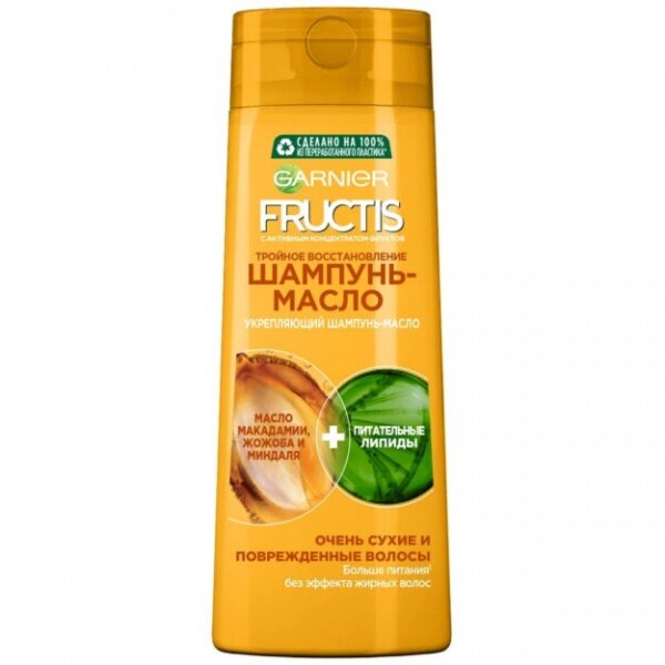 Шампунь Garnier Fructis Масло, для жирных волос, эффект восстановления и увлажнения, 400 мл — фото 1