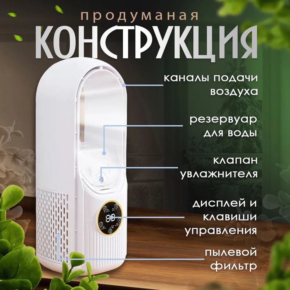 Вентилятор настольный с увлажнителем воздуха; Безлопастной вентилятор; настольный кондиционер — фото 1