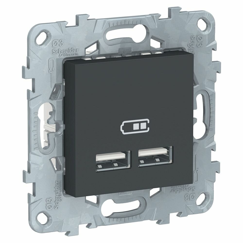 Unica New Антрацит Розетка USB двойная 5 В / 2100 мА Schneider Electric NU541854