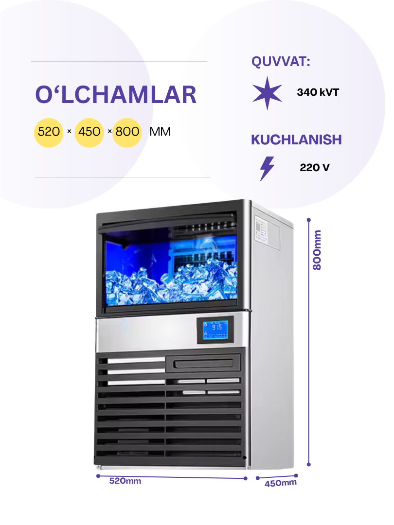 Льдогенератор профессиональный Uskunalar.uz EMU-25 – кубиковый лёд / 25 кг/сутки — фото 1