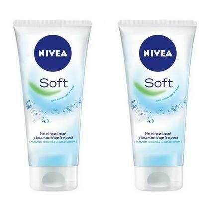 Nivea Крем интенсивный увлажняющий Soft для лица, рук и тела, 75 мл, 2 шт