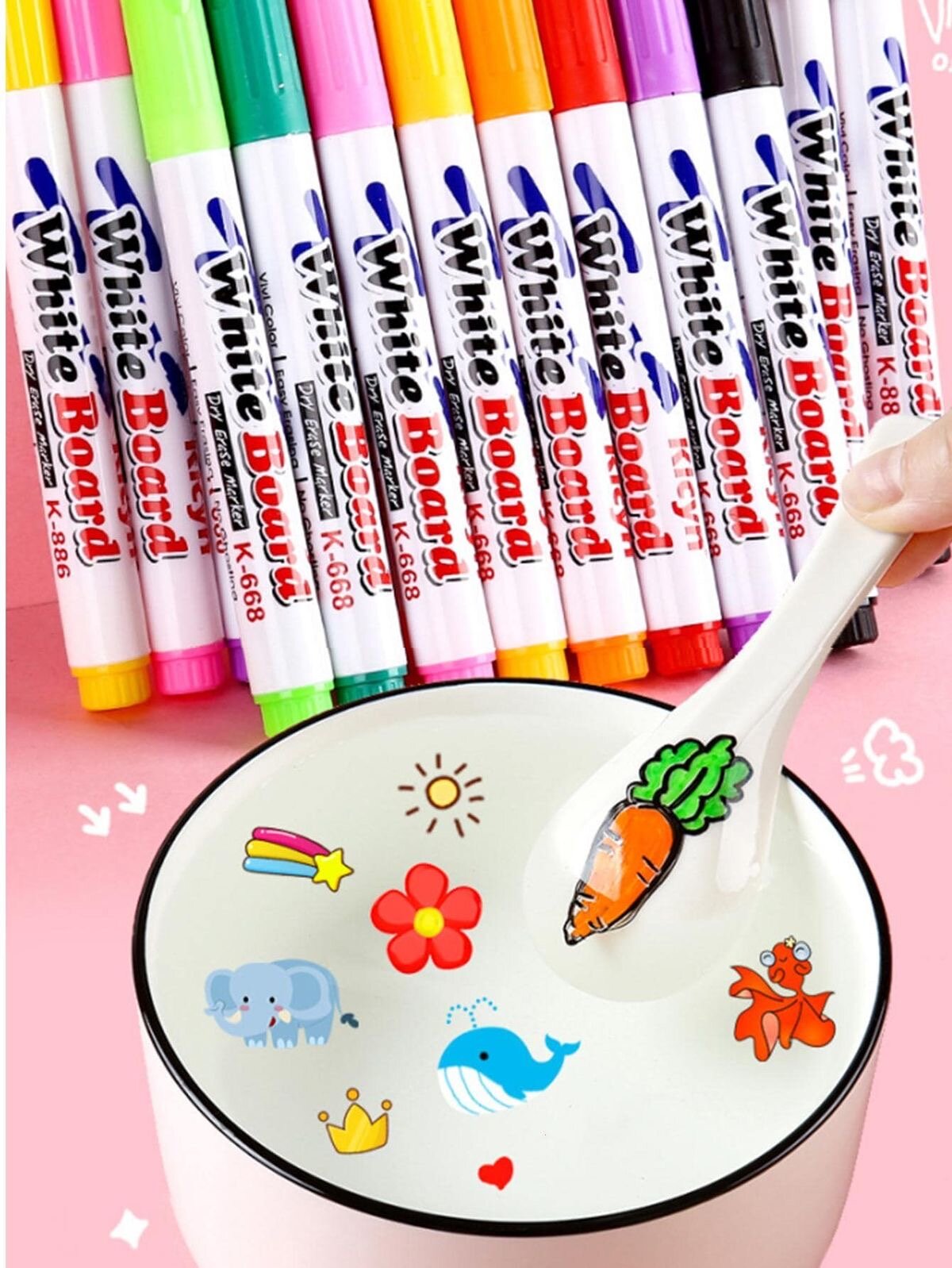 Фломастеры плавающие 12 шт, разноцветные, для рисования на воде — фото 1