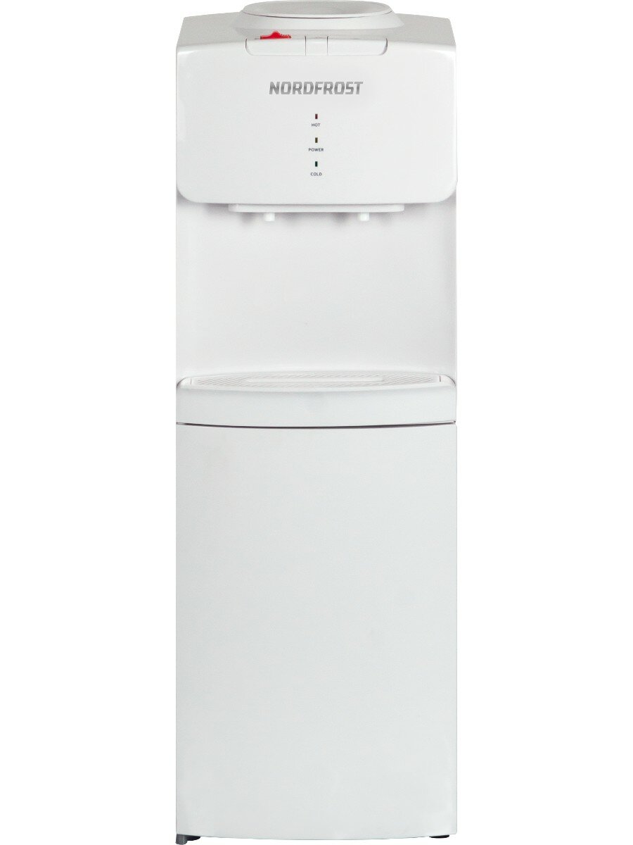 Напольный кулер для воды NORDFROST FK-53W с компрессорным охлаждением и нагревом, с шкафчиком, белый, для дома и офиса