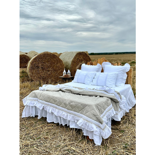 Льняное постельное белье с рюшами Svanawhite , Лен, Евро, наволочки 50x70 (2 шт.)