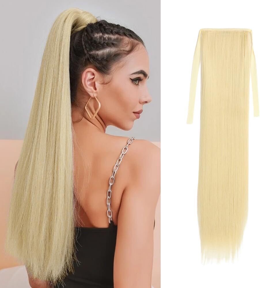 Хвост накладной для волос женский, шиньон на ленте длинный 50 см, цвет Блонд — фото 1