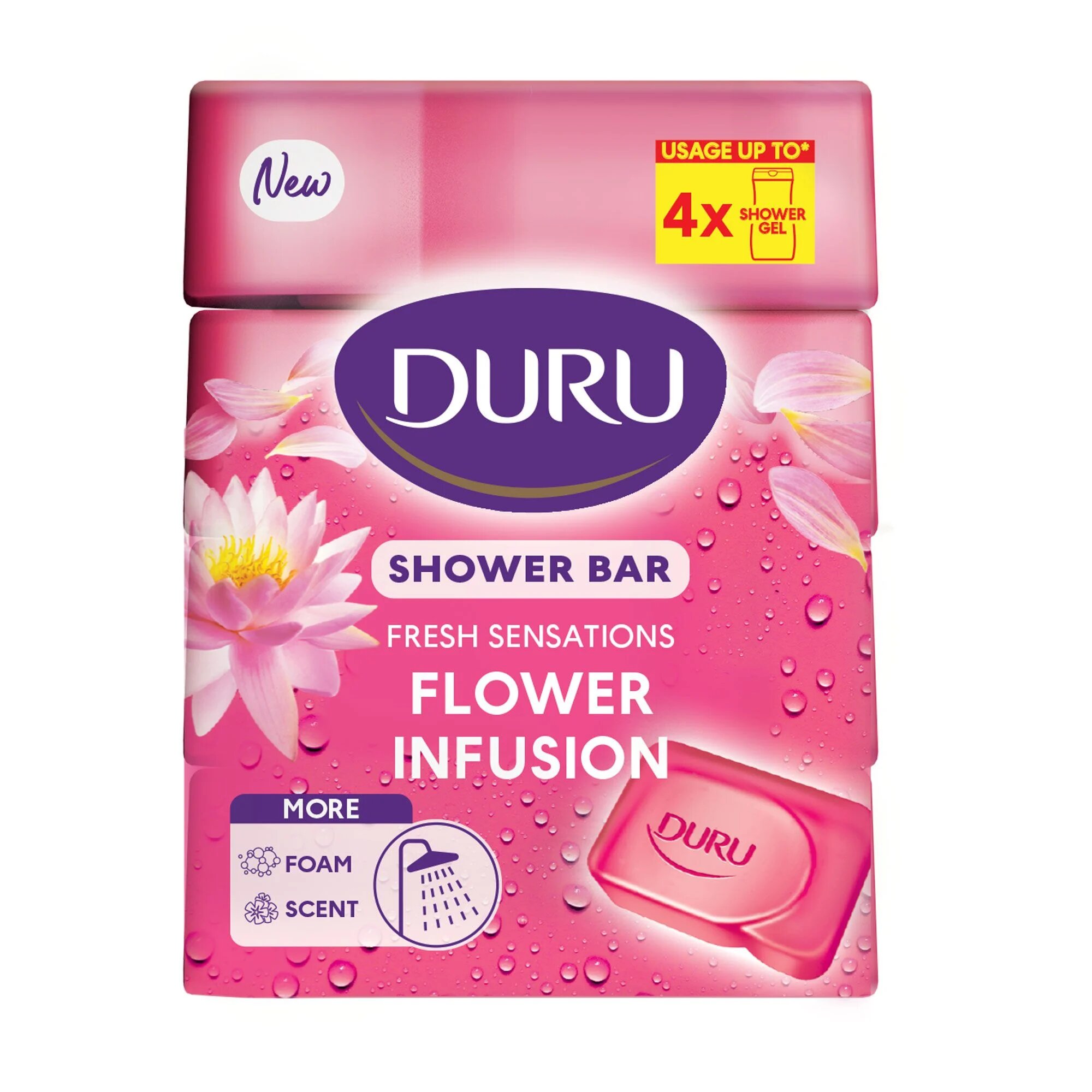 Туалетное мыло DURU FRESH "Цветочное облако", экопак, 4 штуки по 150 грамм