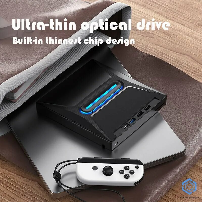 DVD-плеер USB ROOFULL B21-Y, с LED-подсветкой, поддержка чтения/записи CD/DVD, чёрный — фото 1