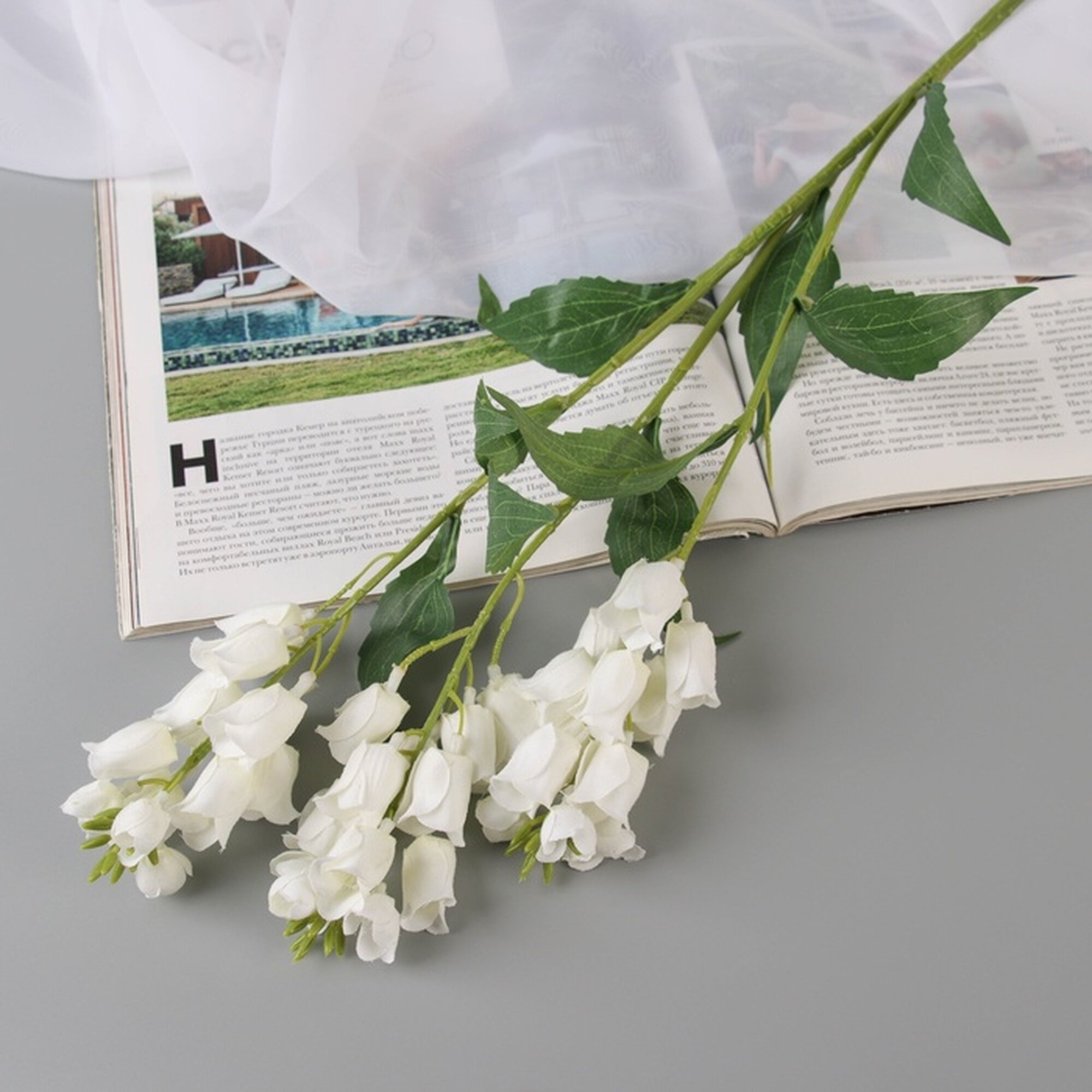 Искусственные цветы Poetry in flowers «Наперстянка» белые 68см