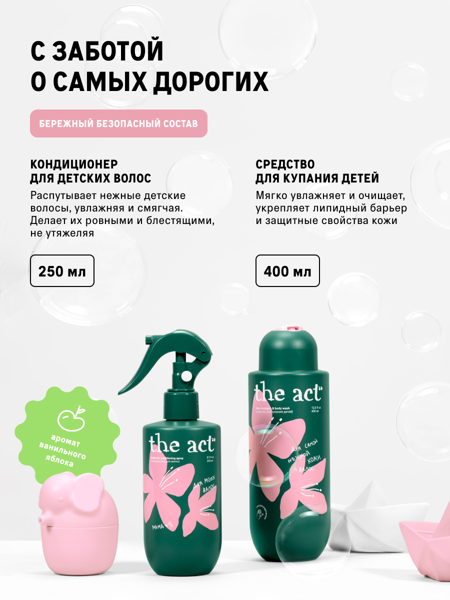 Набор The Act Детский шампунь 400 мл + спрей для волос, 250 мл — фото 1