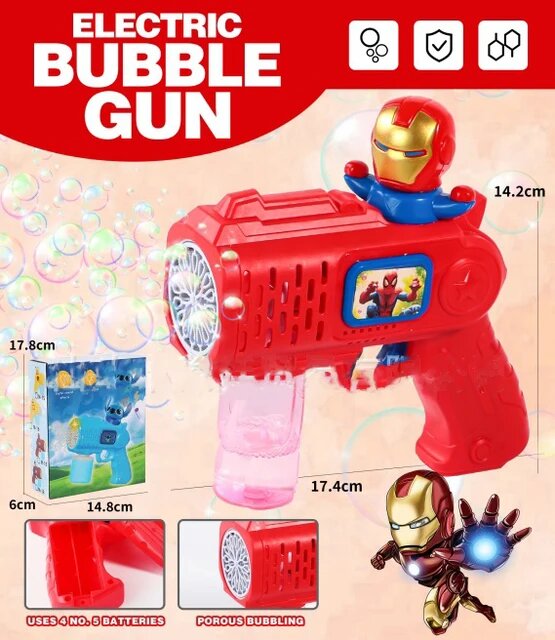 Генератор мыльных пузырей "Bubble Gun", для детей от 3 лет, 4 батарейки
