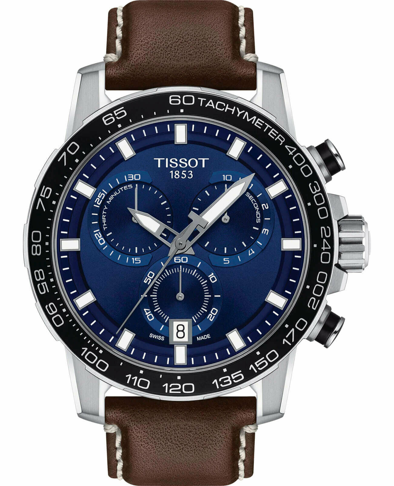 Наручные часы TISSOT Chrono, синий, коричневый, серебряный — фото 1